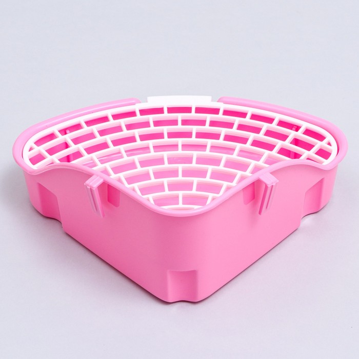 Туалет угловой для кроликов и хорьков "Пижон", 24 х 18 х 11 см, розовый