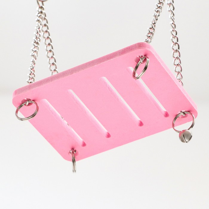 Качель для грызунов "Пижон" на цепочках, 9 х 7 х 0,5 см, пластик, розовая