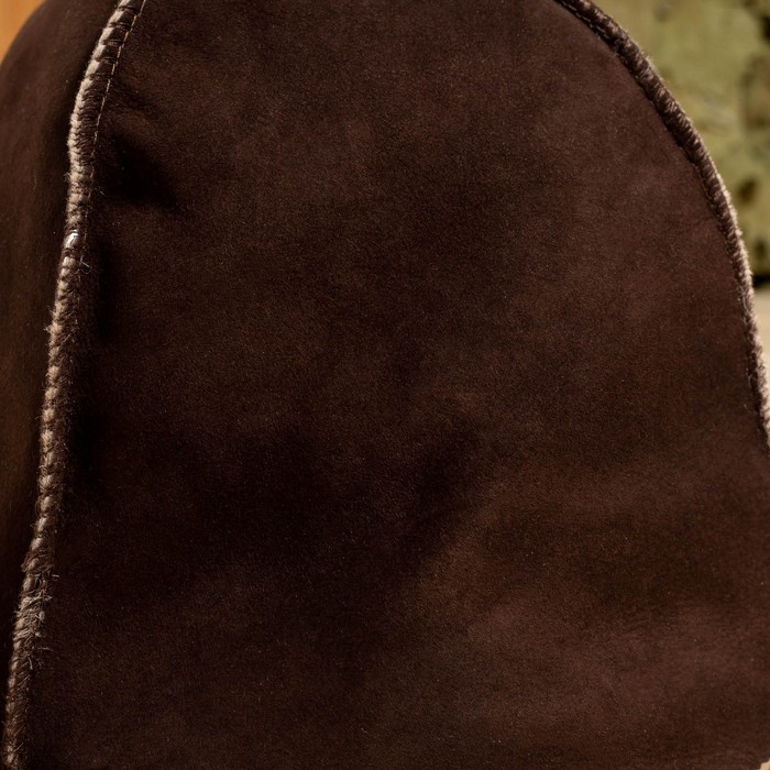 фото Шапка для бани из овчины "классика" скорняжный шов, коричневый