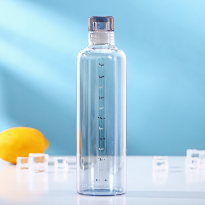 фото Бутылка для воды стеклянная «лаго», 500 мл, h=22 см, с маркёром времени