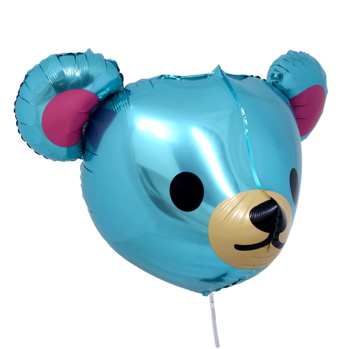 Шар фольгированный 23 «Голова мишки», цвет голубой шар фольгированный 23 голова тигра