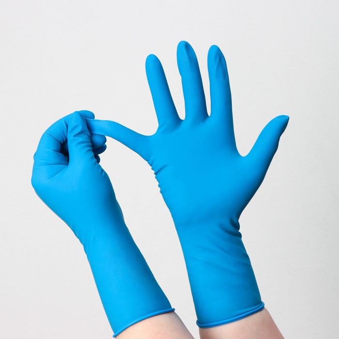 Перчатки латексные неопудренные High Risk, смотровые, нестерильные, текстурированные, размер M, 31,4 гр, 50 шт/уп, цвет голубой