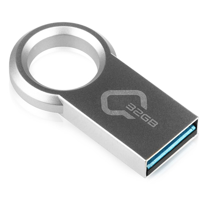 Флешка Qumo Ring, 32 Гб, USB3.0, металлик флешка qumo twist fandango 32 гб usb2 0 зелёная