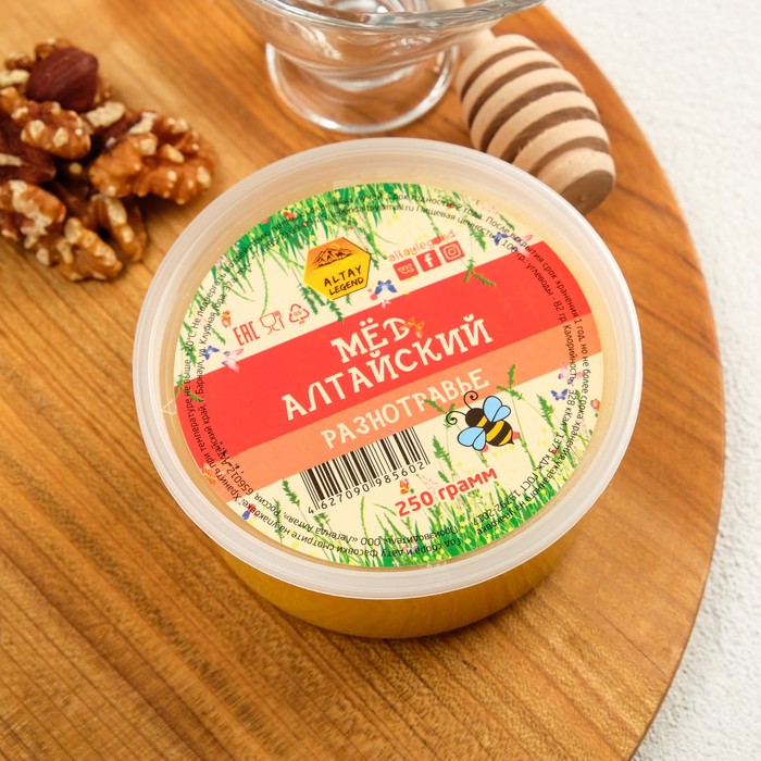 Мёд Алтайский Разнотравье, натуральный цветочный, 250 г пэт мёд натуральный цветочный приволжское разнотравье ст б 320 г медовый дом