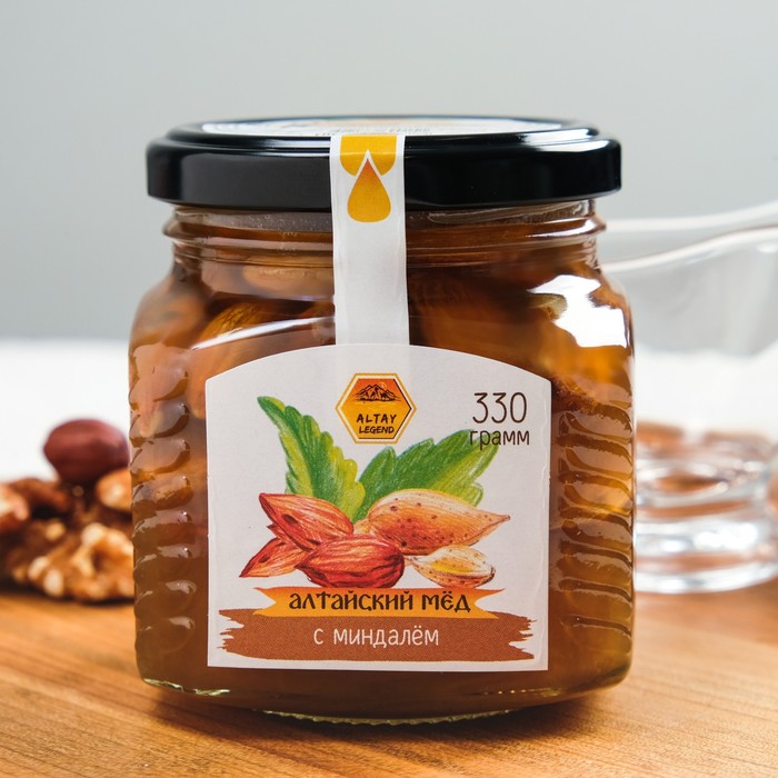 

Мёд Алтайский натуральный цветочный, с миндалем, 330 г
