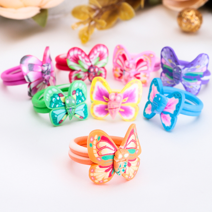 Кольцо детское "Выбражулька" бабочка крылатая, фимо, цвет МИКС, размер МИКС