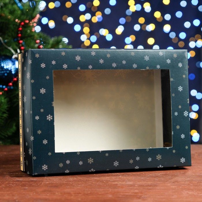 Подарочная коробка, с окном, сборная С Новым Годом, 24 х 17 х 8 см подарочная коробка сборная посылка от деда мороза 24 х 17 х 8 см