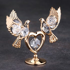 Сувенир «Голуби на сердце», с кристаллами Ош
