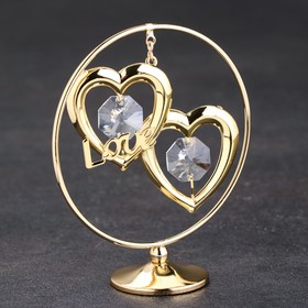 Сувенир «Сердца в кольце», с кристаллами Ош
