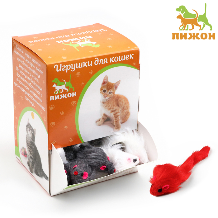 Игрушка для кошек Мышь малая 5 см фасовка 60 шт микс цветов 55₽