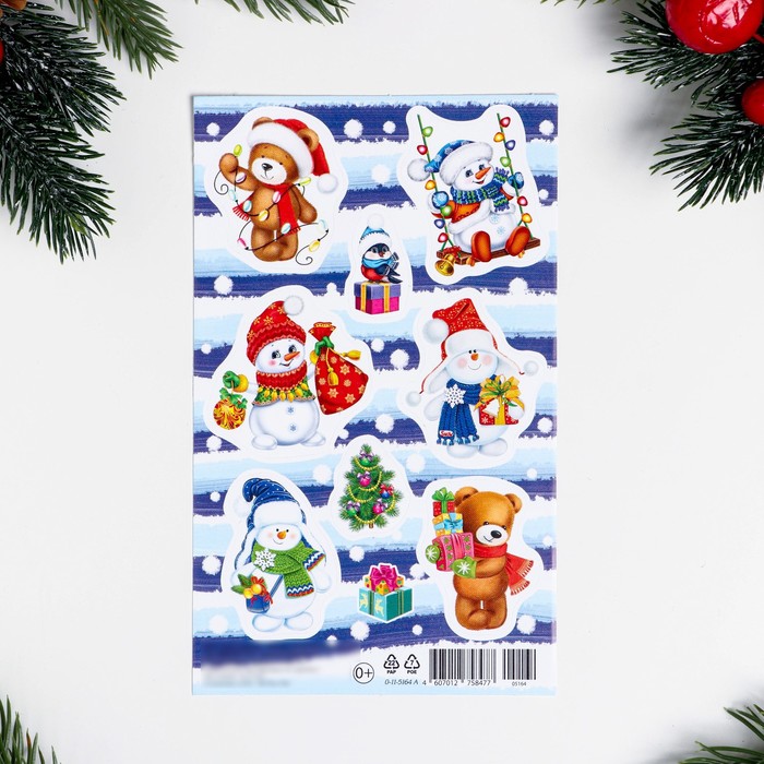 Декоративные наклейки Снеговик-4 10х16 см декоративные наклейки снигирь 1 10х16 см