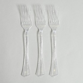Вилки пластиковые "Блеск" набор 12 шт, цвет серебро