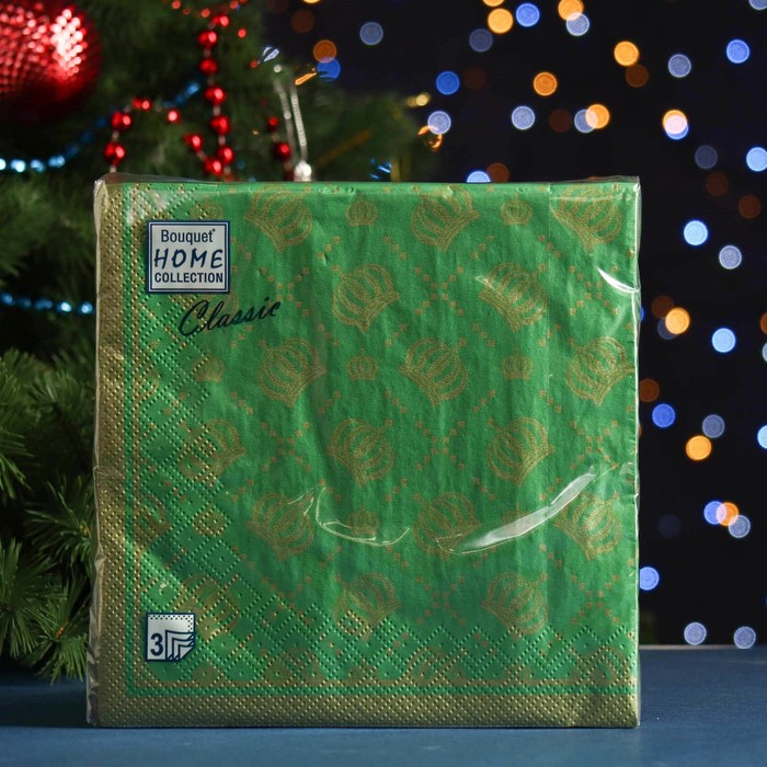 Салфетки бумажные Home Collection Classic Корона империи Зеленая, 3 слоя, 33x33, 20 листов