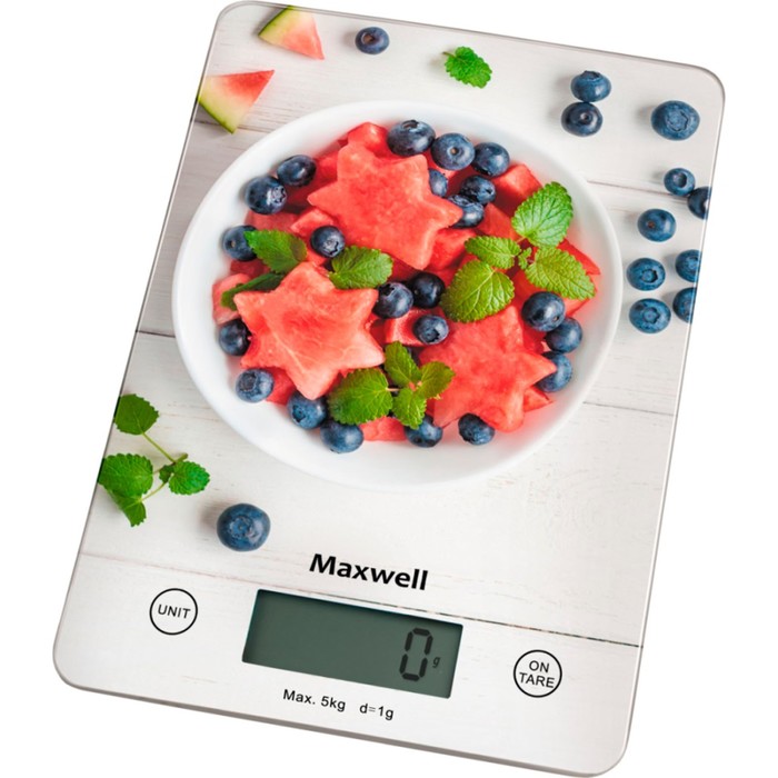 Весы кухонные Maxwell MW-1478, электронные, до 5 кг, рисунок Ягоды