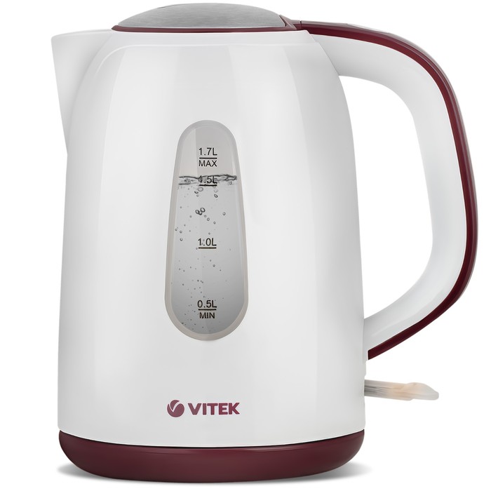 Чайник электрический Vitek VT-7006 W, пластик, 1.7 л, 2150 Вт, бело-бордовый