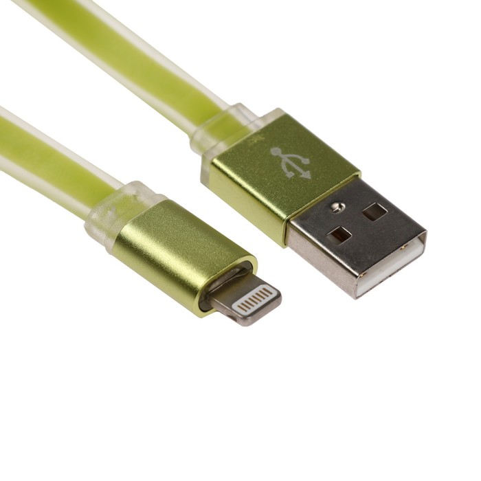 Кабель Blast BMC-211, Lightning- USB, 1 м, зарядка + передача данных, плоский, зеленый