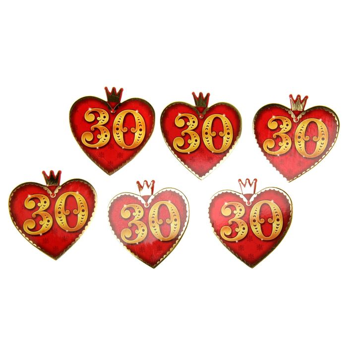 Декор на прищепке «30 лет», набор 6 шт, 6,6 х 6,7 см