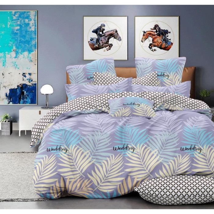 КПБ дуэт с простыней на резинке, размер 180x200x20 см, 150x215 см-2 шт, 70x70 см-2 шт 32918   927028