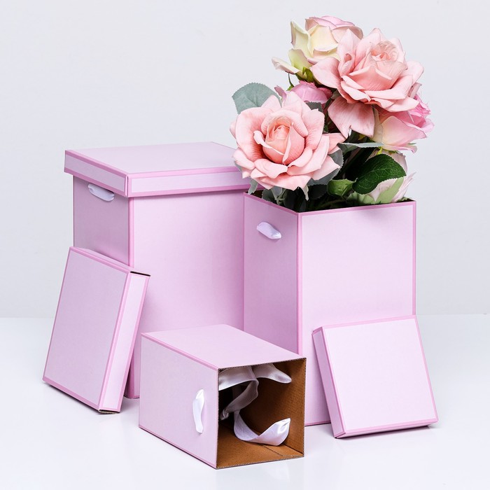 фото Набор коробок 3 в 1, розовый, 17 х 25 см / 14 х 23 см/ 10 х 18 см upak land