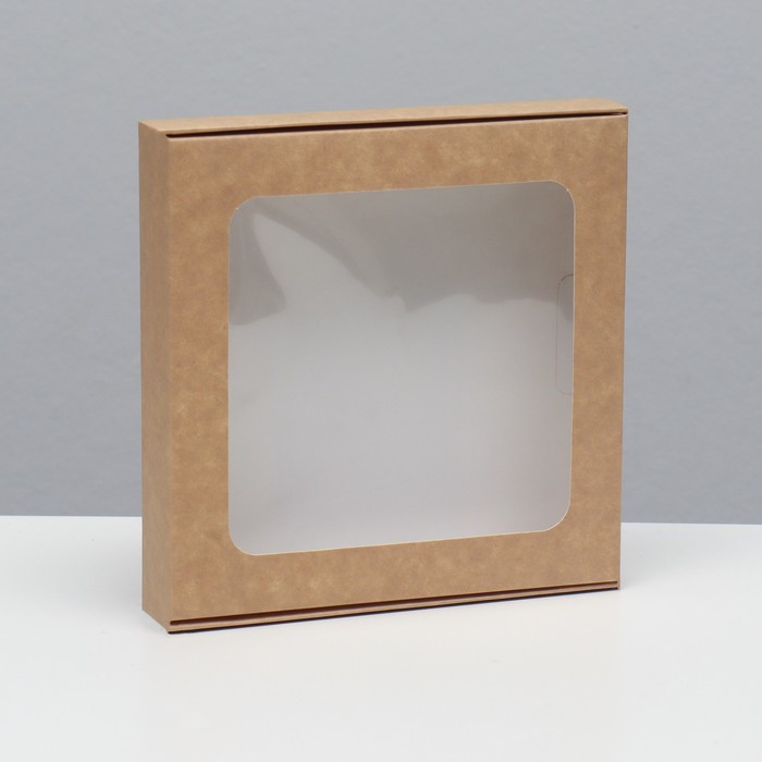 Коробка самосборная, крафт, 16 х 16 х 3 см фото