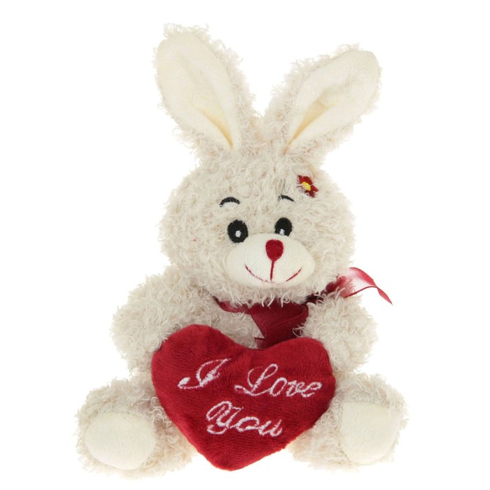 Мягкая игрушка "Зайка-кудряшка", с сердцем, цвета МИКС