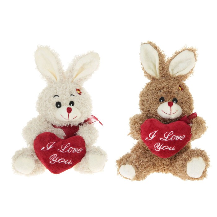Мягкая игрушка "Зайка-кудряшка", с сердцем, цвета МИКС