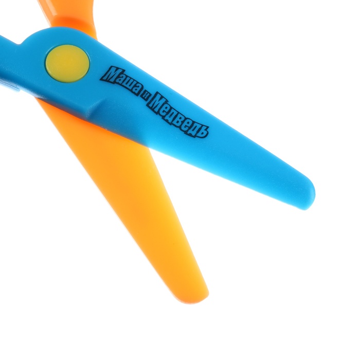 Ножницы детские 13 см, пластиковые двухцветные ручки, Маша и Медведь, МИКС