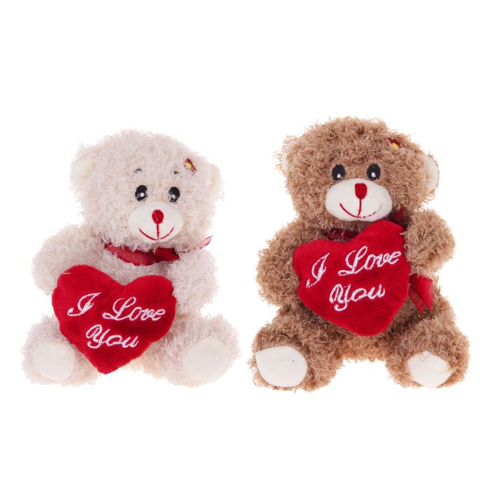 Мягкая игрушка "Мишка-кудряшка" с сердцем, цвета МИКС