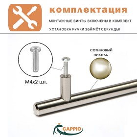 

Ручка-рейлинг, d=12 мм, м/о 160 мм, цвет сатиновый никель