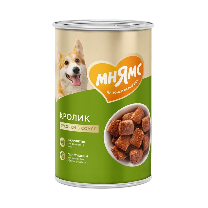 

Влажный корм "Мнямс" «ФИТНЕС» для собак, кролик в соусе, 400 г