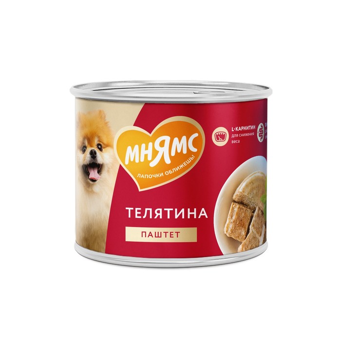 

Влажный корм "Мнямс" «ФИТНЕС» для собак, паштет из телятины, 200 г