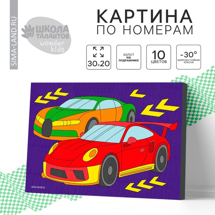 

Картина по номерам для детей «Быстрые тачки», 20 х 30 см