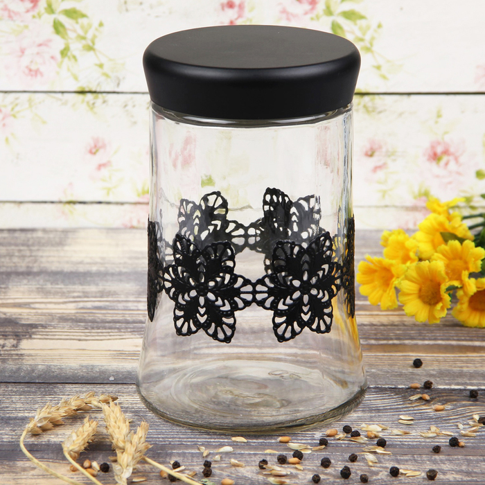 Банка для сыпучих продуктов 1 л "Джулиана", d=10,5 см, цвет черный