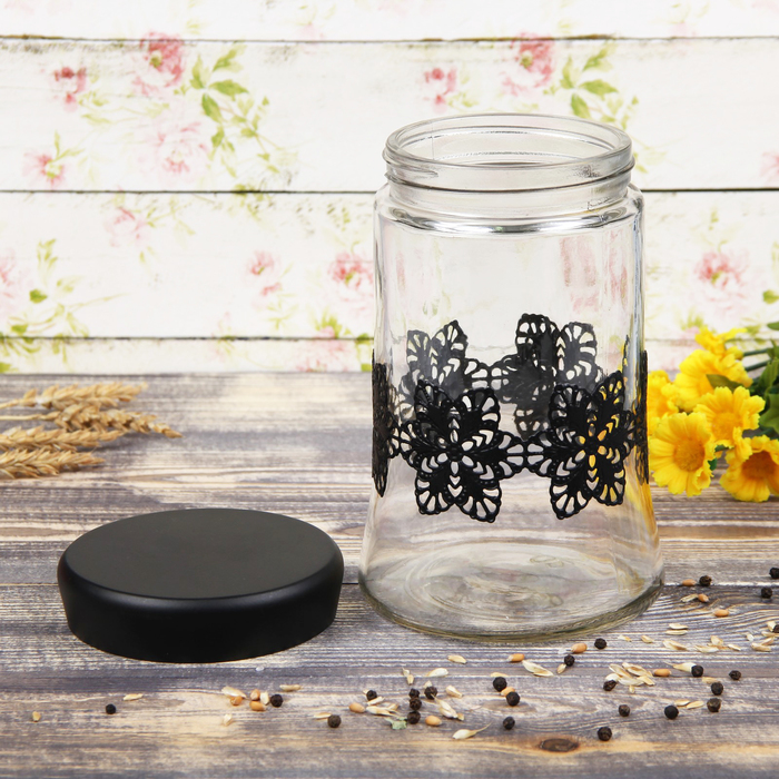 Банка для сыпучих продуктов 1 л "Джулиана", d=10,5 см, цвет черный