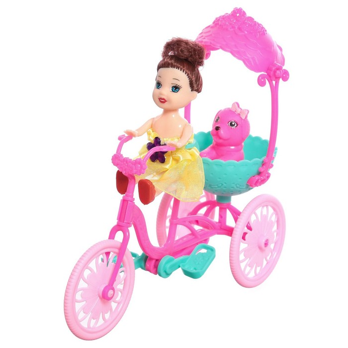 Кукла-малышка «Алина» с велосипедом и питомцем кукла camaner 093bkq ветеринар с питомцем и аксесс в кор