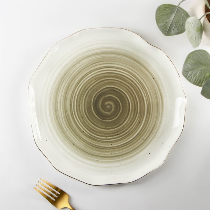 Тарелка фарфоровая обеденная Доляна «Млечный путь», d=25 см, цвет серый тарелка фарфоровая обеденная balance d 25 см цвет чёрный