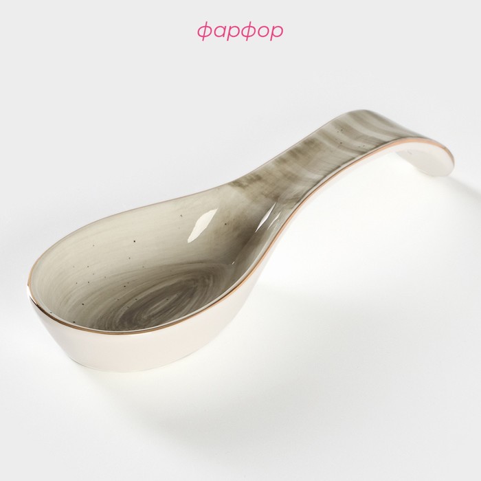 Подставка фарфоровая под ложку Доляна «Млечный путь», 21,5×7,5×3,5 см, цвет зелёный 9281236