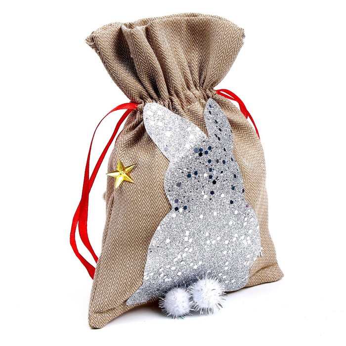 Мешок для подарков «Кролик», 21 × 16 см, цвета МИКС