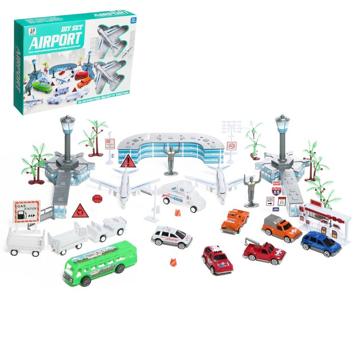 Игровой набор «Аэропорт», с металлическими машинами парковка пожарная часть с 2 металлическими машинами