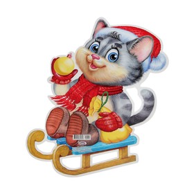 

Плакат фигурный "Новогодний котик" 41х34 см