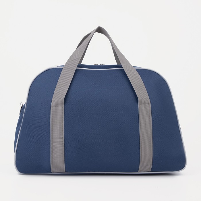 фото Сумка спортивная на молнии, наружный карман, цвет серый/синий