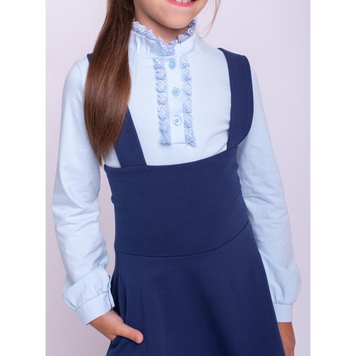 Блузка для девочки, рост 122 см, цвет голубой