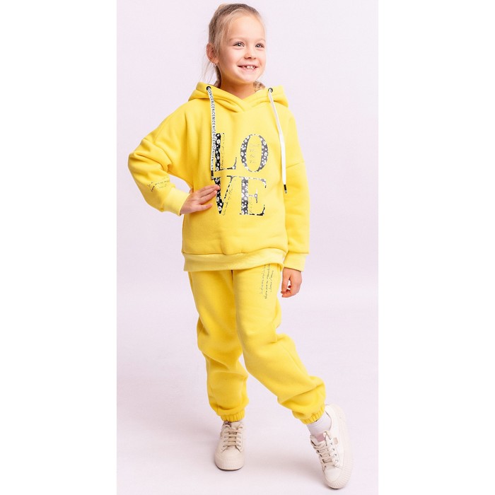 Комплект: худи и брюки для девочки «Литл», рост 122 см, цвет лимонный