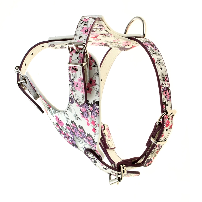 Шлейка из экокожи "Винтаж", сиреневый, обхват шеи 28-40см, обхват груди 44-63см, размер 3