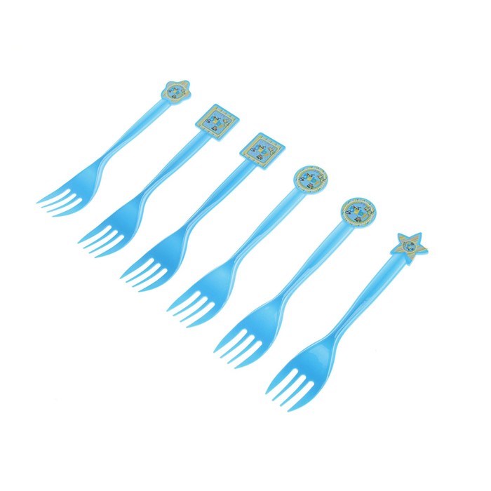 Набор пластиковых вилок "Бэби", (набор 6 шт), цвет голубой