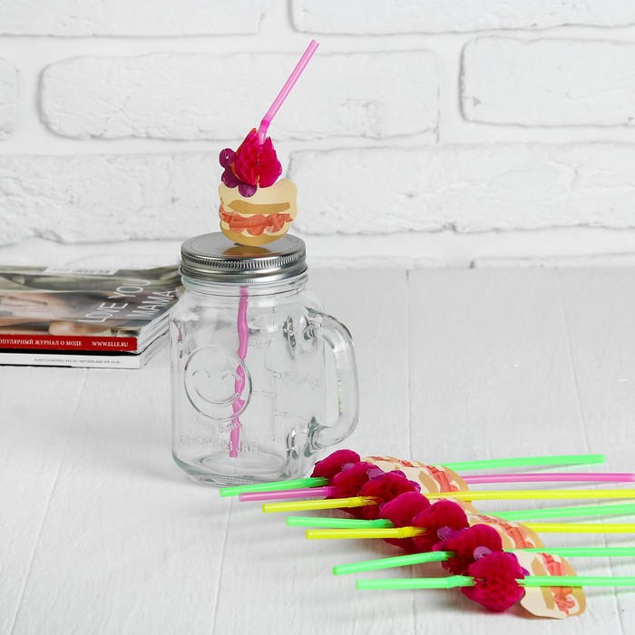 Трубочка для коктейля "Мороженое" ( набор 12 шт), цвета МИКС
