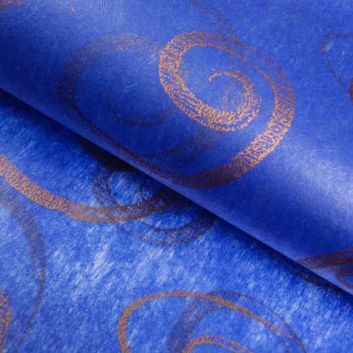 Фетр ламинированный "Завитки", синий, 60 х 60 см