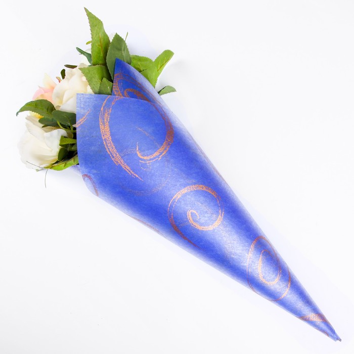 Фетр ламинированный "Завитки", синий, 60 х 60 см