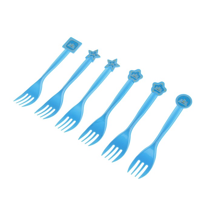 Набор пластиковых вилок "Принц", (набор 6 шт), цвет голубой