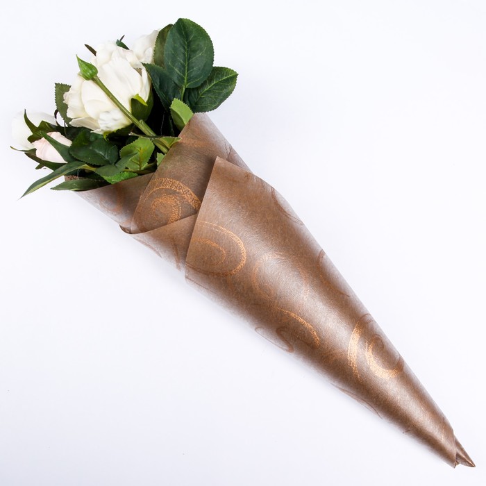 Фетр ламинированный "Завитки", кофейный, 60 х 60 см